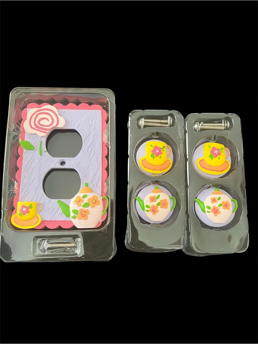 Decorative Sweetheart Tea-Theme Outlet Cover and Knob Sets by Borders Unlimited